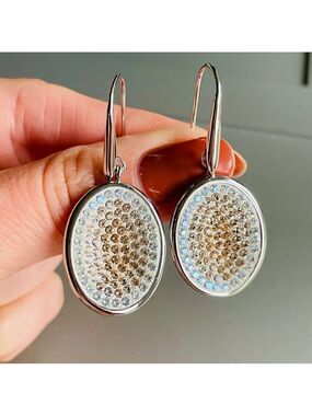 SWAROVSKI Crystal Rhodium Plated Nila Light Peach Pointiage Oval Hook Ea…